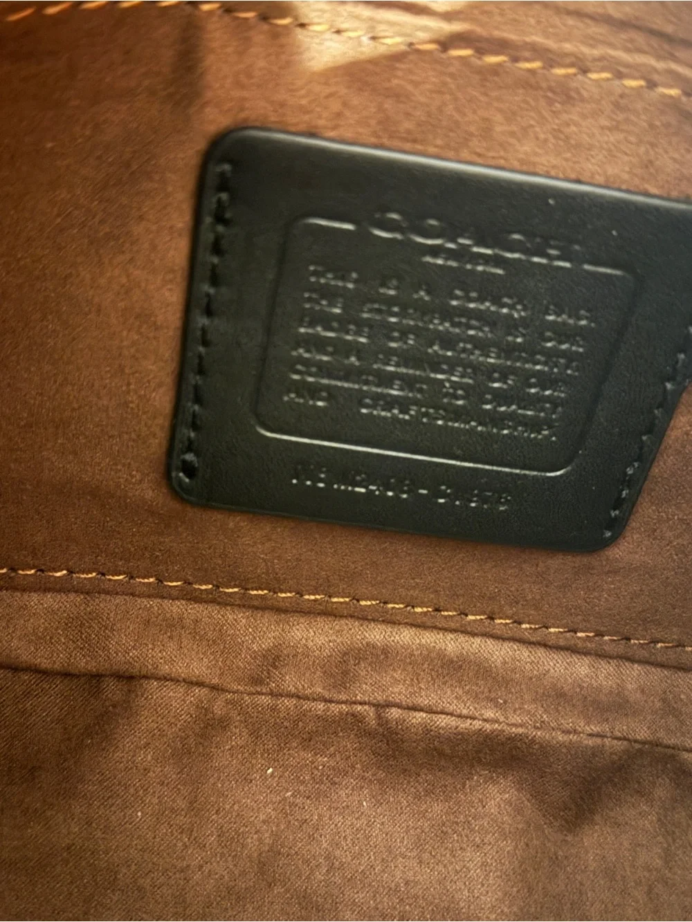 Coach Dark Brown Signature Crescent Shoulder Bag with Gold Hardware